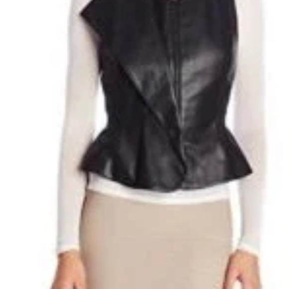 BCBG MAX AZRIA LIU Black Leather Vest 100% Lamb  Sz Medium - Picture 11 of 11